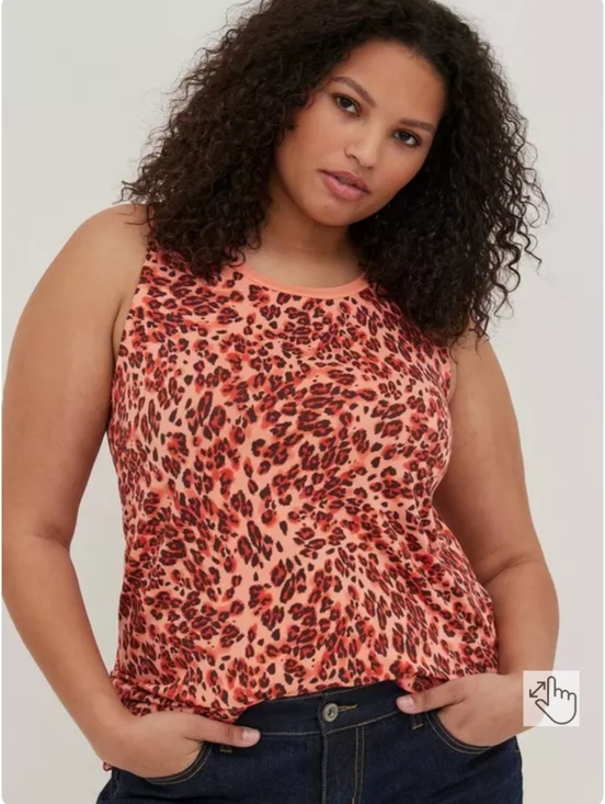 torrid Tops - Torrid Super Soft Coral Leopard Print Sleeveless Tank Top Plus Size 1X
